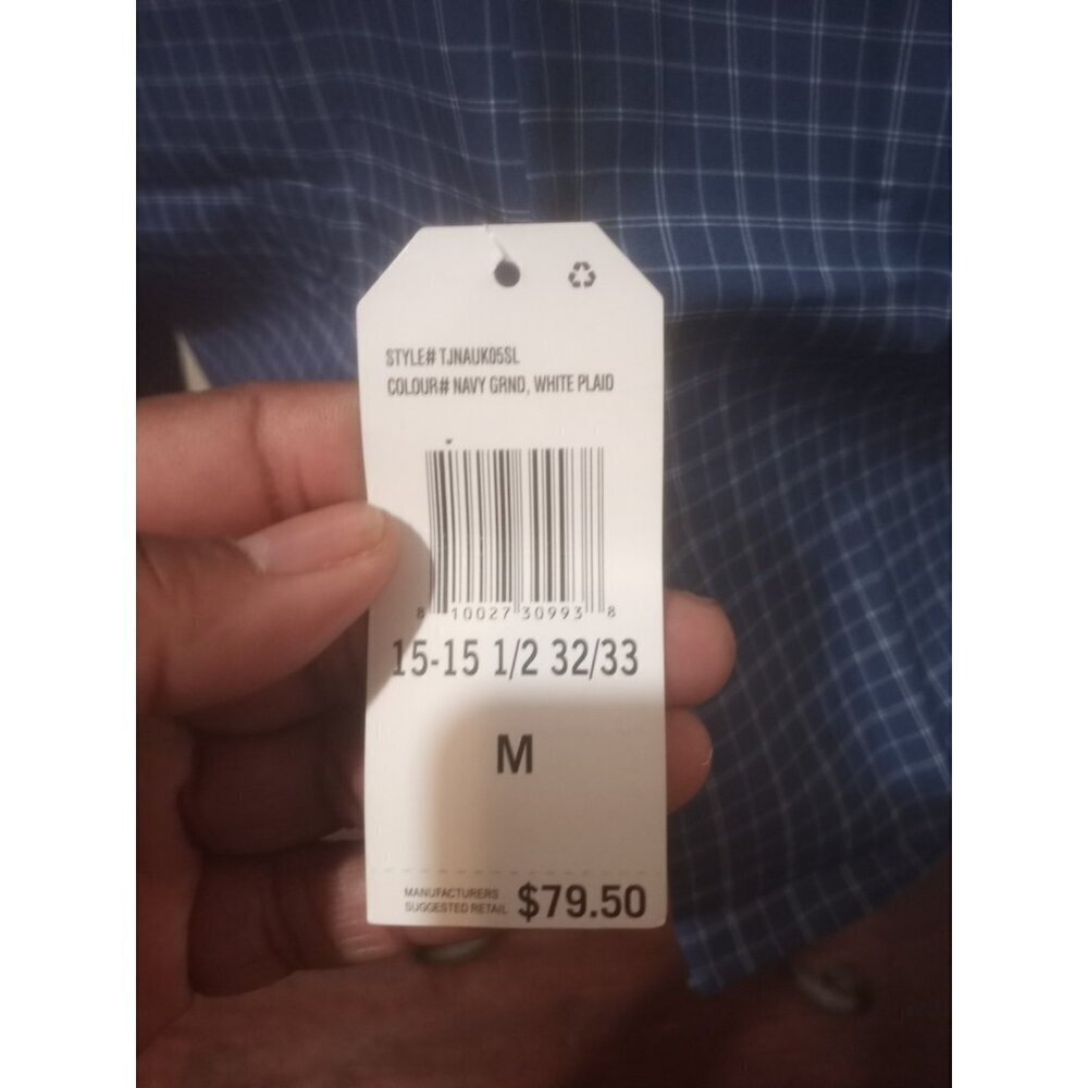 NWT Nautica Performance Super Shirt, Button Up, Slim Fit, Blue Check 15-15.5 (M) - Picture 3 of 14